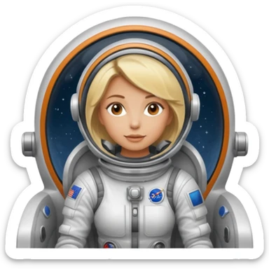 perra rubia arriba de nave espacial sticker