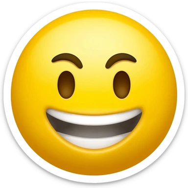 Yellow circle with no nose and eyebrows grinning sticker