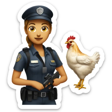 Female Security agent with chicken sticker