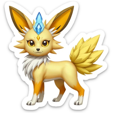 Feral Solgaleo-Meloetta-Jolteon-Vernid-fusion-hybrid-creature, full body  sticker