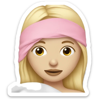 Blonde girl sleeping with pink eye mask sticker