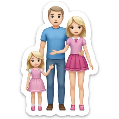 father and daughter playing doll full body sticker