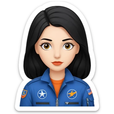 Femme cheveux long noir travaille dans le domaine de l'aéronautique sourcils plus fournis makeup clean sticker