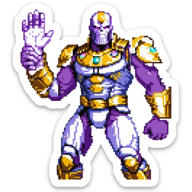 Thanos with infinity gauntlet in Squid Game setting making a power pose sticker