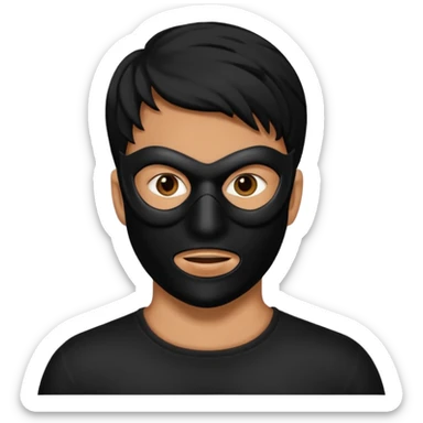 a man with a black mask on his full face  sticker