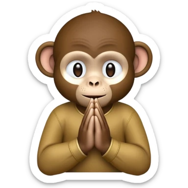 Dark monkey emoji prayer hands sticker