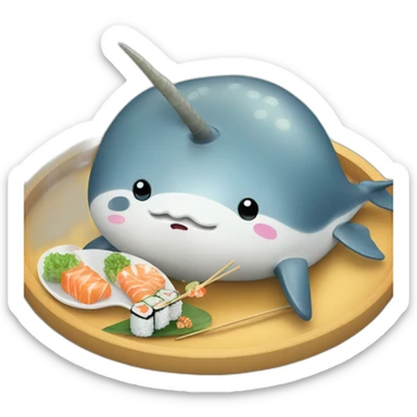 narwhal eating sushi sticker