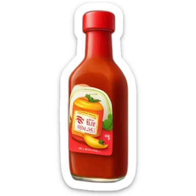 Bottle of hot sauce with a label that has no text and no image other than a red chile sticker