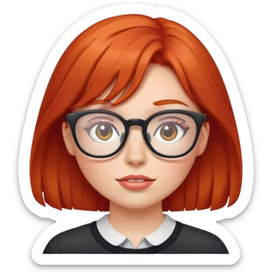 red head girl with glasses sticker