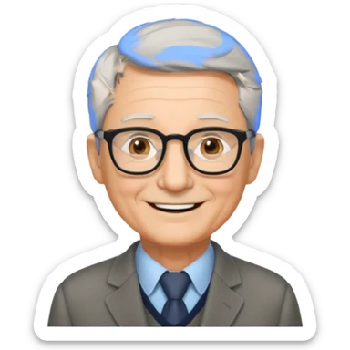 emoji of a gentleman in his 70s, short gray hair, wearing glasses, friendly smile sticker