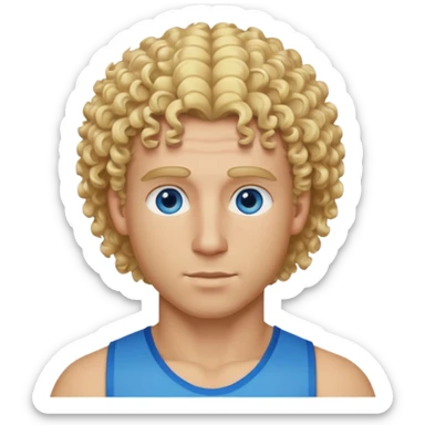 Athletic man with blond curly hair, straight on sides, thick neck  sticker