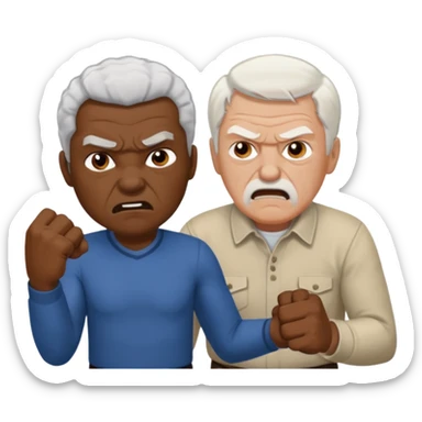 black guy and white old guy fighting sticker