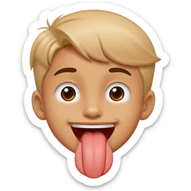 Very happy boy sticking out tongue  sticker