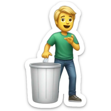 sketchy man throwing somethinginto the trash can sticker
