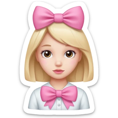 Cute girl with bow pink sticker