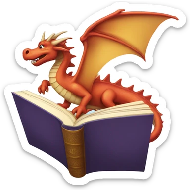 A dragon flying out of a book. sticker