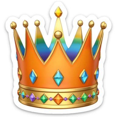 3d crown orange in color with rainbow inlay sticker