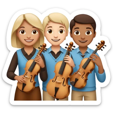 Create an imagine of three people playing string instruments sticker