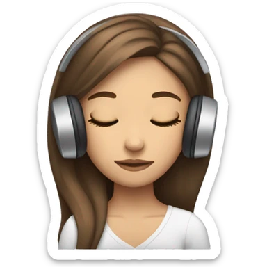 Brown haired light skinned girl with straight hair sleeping with headphones  sticker