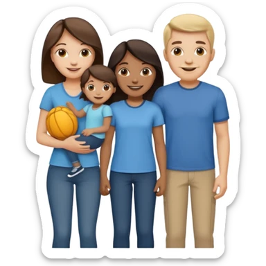 Happy family of 5: mom, dad, two sisters and brother sticker