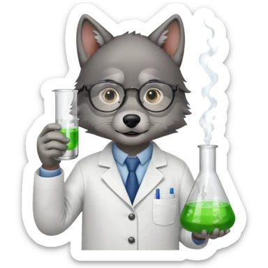 A wolf dressed as a scientist sticker
