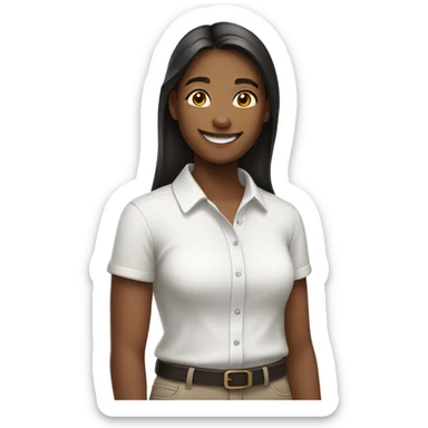 smiling girl in white shirt sticker