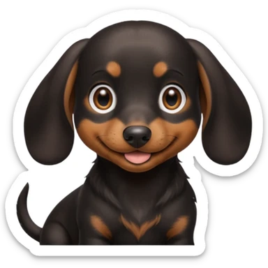 Black miniature Daschund puppy looking happy sticker