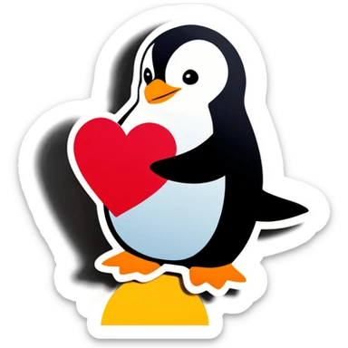 Penguin with a heart sticker