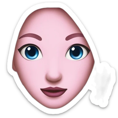 pink women wearing half kitsune mask blue eyes sticker