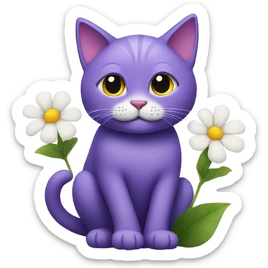 Purple cat with a flower sticker