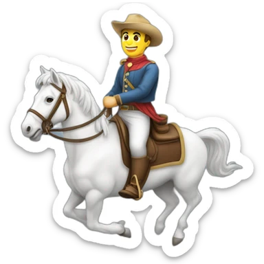 Homme galope sur cheval blanc longue crinière sticker