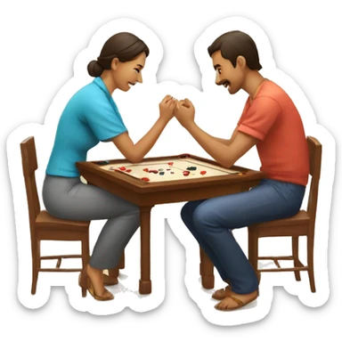 Couple playing carrom sticker