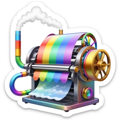 Rainbow creating  machine  with smoke coming out  sticker