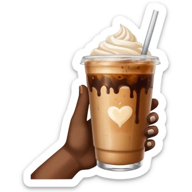 a white hand holding an iced coffee but just the hand and the cup sticker