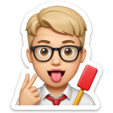 A nerd having his tounge out sticker