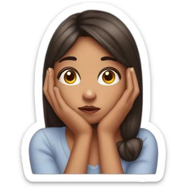 A girl puts her hand on her cheek And bored sticker