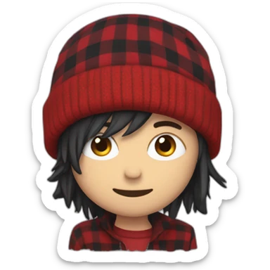 midwest emo listener with beanie and flannel sticker