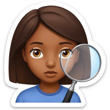 chica investigando sticker