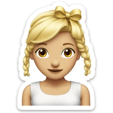 blonde girl standing backwards with a bow on her head sticker