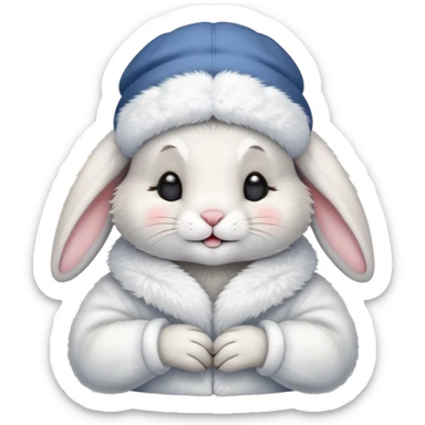 A sleepy cute rabbit with night cap saying goodnight sticker