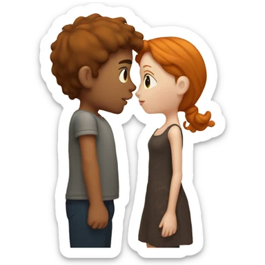 ginger girl kissing brunette boy sticker