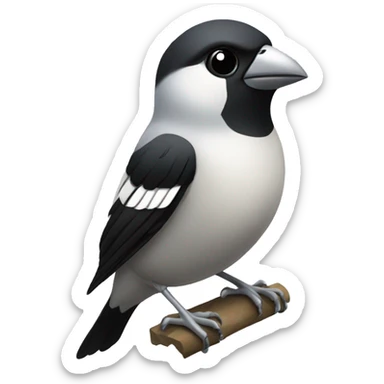 A finch with a white chest that has 2 black stripes on it, silver beak and feet sticker