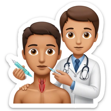 doctor doing injections on a patient  sticker