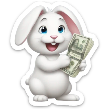 Bunny with money sticker