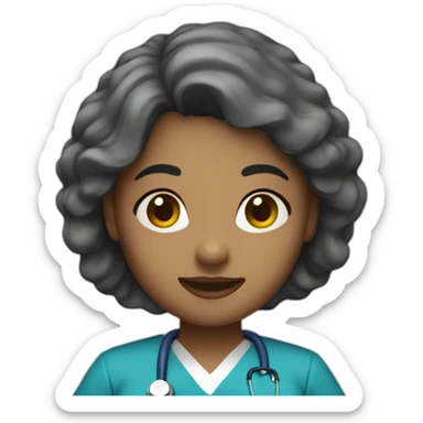 woman nurse with blue scrubs sticker