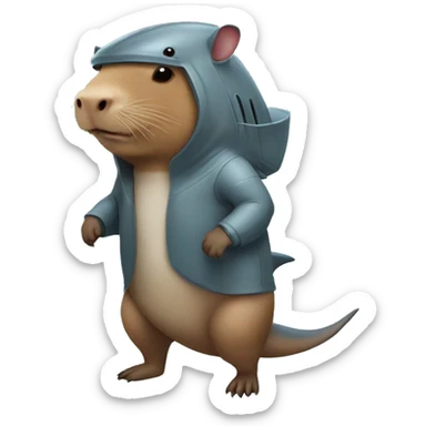 A capybara in a shark suit his size sticker