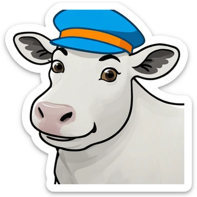 Cow with hat sticker