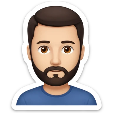 man, short hair, brown eyes, full beard, interested in what he sees sticker