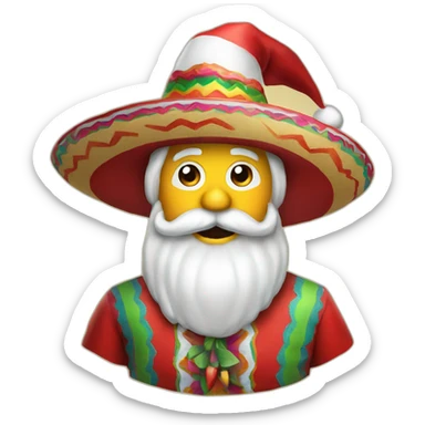 Santa Claus with colorful Mexican sombrero sticker