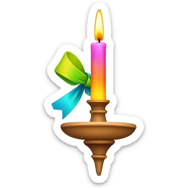Colorful candlestick with bow sticker